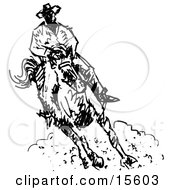 Cowboy Riding A Horse Clipart Illustration