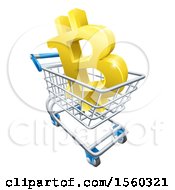 Poster, Art Print Of 3d Gold Bitcoin Currency Symbol In A Shopping Cart