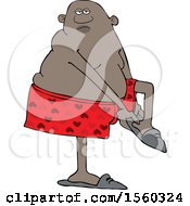 Cartoon Black Man Putting His Slippers On
