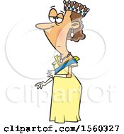 Clipart Of A Cartoon Unenthusiastic Queen Royalty Free Vector Illustration