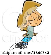 Clipart Of A Cartoon White Girl Bouncing On Springs Royalty Free Vector Illustration
