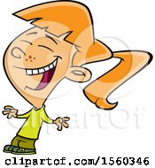 Clipart Of A Cartoon White Girl Laughing Royalty Free Vector Illustration