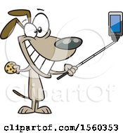 Poster, Art Print Of Cartoon Dog Taking A Selfie With A Stick