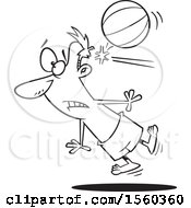 Poster, Art Print Of Cartoon Outline Man Being Knocked Out By A Beach Ball