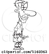 Clipart Of A Cartoon Lineart Male Sculptor Michaelangelo Royalty Free Vector Illustration