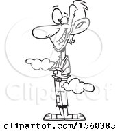 Clipart Of A Cartoon Lineart Happy Giant Royalty Free Vector Illustration