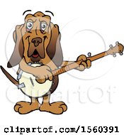 Bloodhound Mascot Playing A Banjo