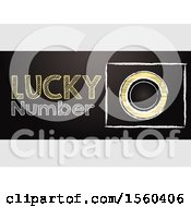 Poster, Art Print Of Hand Drawing Style Lucky Number Text And Bingo Lottery Ball With Blank Centre As Copy Space Over Black Panel On A Shaded Background