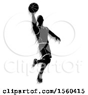 Poster, Art Print Of Motion Blur Styled Silhouetted Basketball Player In Action