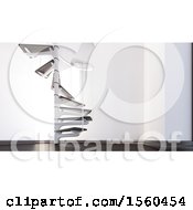 Clipart Of A 3d Room Interior With A Staircase Royalty Free Illustration