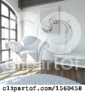 Clipart Of A 3d Room Interior With A Chair Royalty Free Illustration