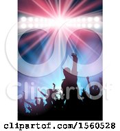 Poster, Art Print Of Silhouetted Dancing Crowd And Spotlight