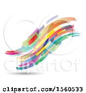 Clipart Of A Colorful Abstract Wave With Halftone Dots On Shaded White Royalty Free Vector Illustration