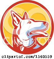 Poster, Art Print Of Retro Alsatian German Shepherd Police Dog In A Circle