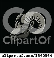 Metallic Styled Ram Head Mascot On A Black Background