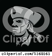 Clipart Of A Metallic Styled American Patriot Minuteman On A Black Background Royalty Free Vector Illustration by patrimonio