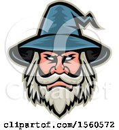 Clipart Of A Retro White Bearded Wizard Mascot Royalty Free Vector Illustration