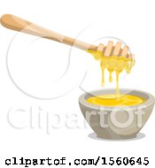 Clipart Of A Dipper And Honey Royalty Free Vector Illustration