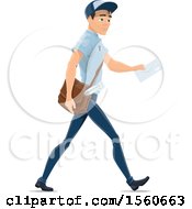 Poster, Art Print Of Mail Man On A Walking Route