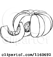 Clipart Of A Black And White Pumpkin Royalty Free Vector Illustration by Lal Perera