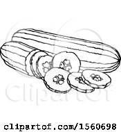 Clipart Of Black And White Cucumbers Royalty Free Vector Illustration