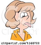 Clipart Of A White Woman With A Word On The Tip Of Her Tongue Royalty Free Vector Illustration by Johnny Sajem