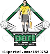 Clipart Of A Referee And Soccer Design Royalty Free Vector Illustration