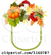 Clipart Of A Fall Time Frame With Autumn Leaves And A Pumpkin Royalty Free Vector Illustration