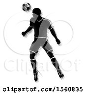 Poster, Art Print Of Motion Blurred Black Silhouetted Male Soccer Player Heading A Ball