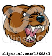 Poster, Art Print Of Mad Grizzly Bear Mascot Head