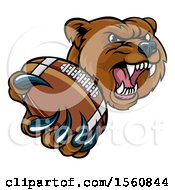 Poster, Art Print Of Mad Grizzly Bear Mascot Holding Out A Football In A Clawed Paw