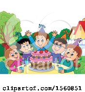 Poster, Art Print Of Group Of Children Celebrating At A Birthday Party