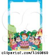 Poster, Art Print Of Border Of A Group Of Children Celebrating At A Birthday Party