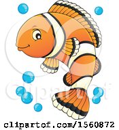 Poster, Art Print Of Clownfish With Bubbles