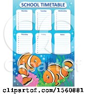 Clipart Of A School Timetable And Clownfish Pair Royalty Free Vector Illustration