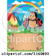 Clipart Of A Parchment Border Of A Ladybug Royalty Free Vector Illustration
