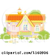 Clipart Of A Cute House Facade Royalty Free Vector Illustration