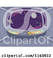 Clipart Of A Spaceship Control Room With A View Of Planets Royalty Free Vector Illustration