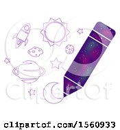 Clipart Of A Drawing Pencil With A Galaxy Pattern Royalty Free Vector Illustration