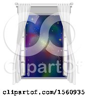 Clipart Of A Window With A View Of Outer Space Royalty Free Vector Illustration by BNP Design Studio