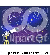 Poster, Art Print Of Telescope With Alphabet Star Constellations