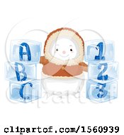 Poster, Art Print Of Bundled Eskimo Snowman With Alphabet And Number Ice Blocks