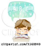Poster, Art Print Of Boy Saying The Abcs And Reading A Book