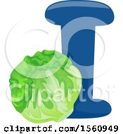 Poster, Art Print Of Letter I And Iceberg Lettuce