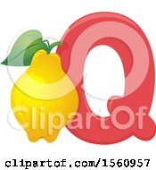 Clipart Of A Letter Q And Quince Royalty Free Vector Illustration