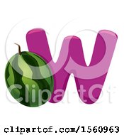 Clipart Of A Letter W And Watermelon Royalty Free Vector Illustration