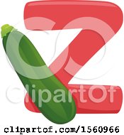 Clipart Of A Letter Z And Zucchini Royalty Free Vector Illustration