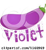 Clipart Of A Purple Eggplant Over The Word Violet Royalty Free Vector Illustration by BNP Design Studio