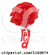 Clipart Of A Rose Over The Word Red Royalty Free Vector Illustration