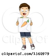 Poster, Art Print Of Boy Holding A Carrot Flash Card